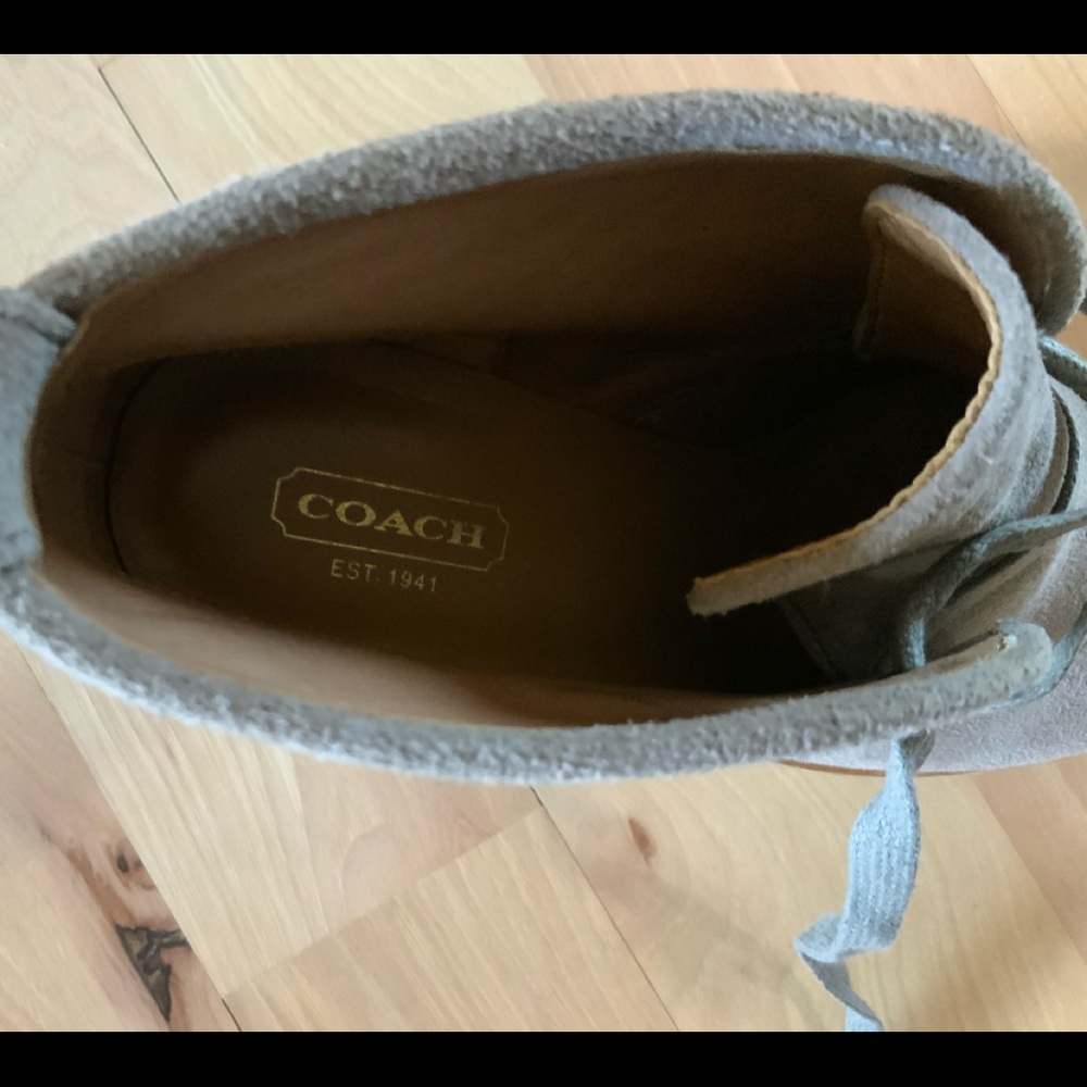 Coach suede tie booties.